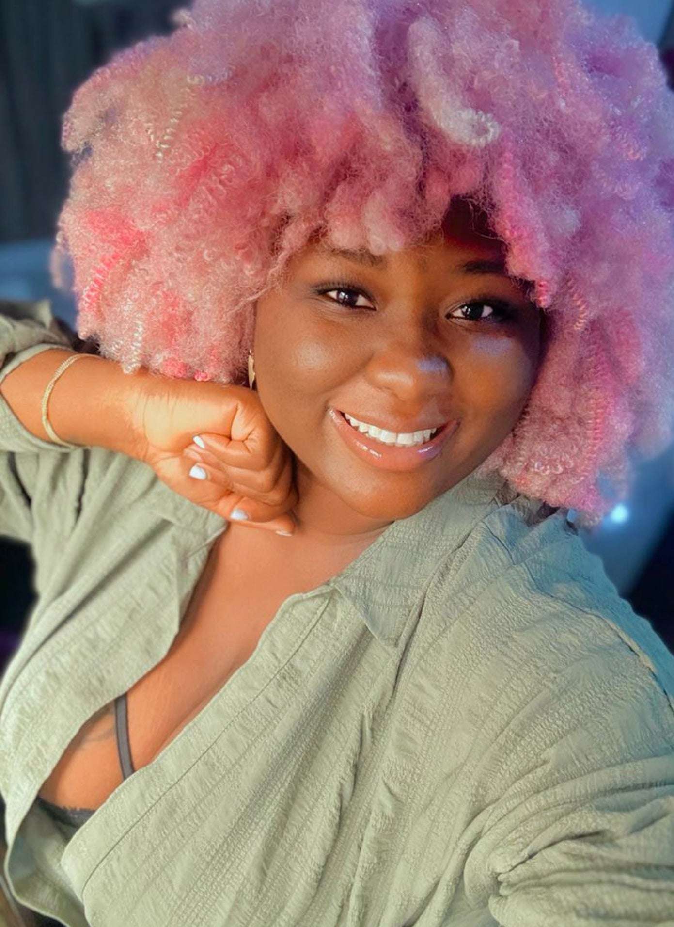 Pink afro kinky hair