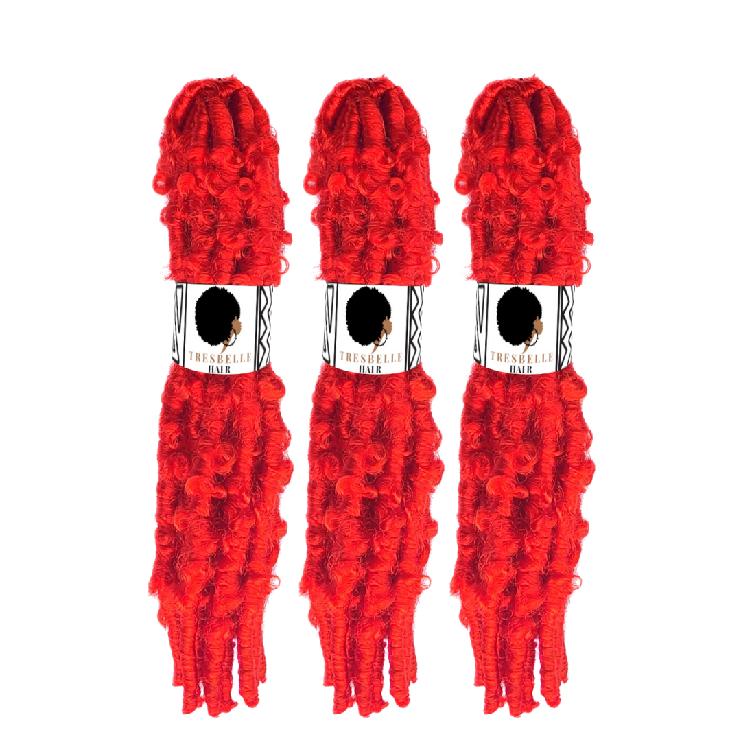 30 inches butterfly locs
Red itch free butterfly locs crochet