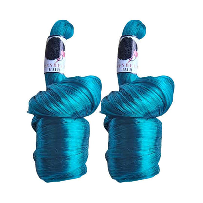 TEAL FRENCH CURLS BRAIDING HAIR